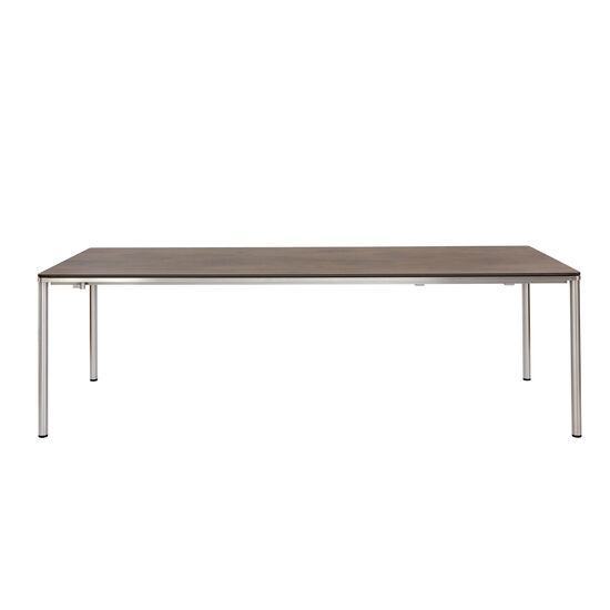 Portland Stainless Steel Extending Table 240-300 x 100 with HPL top Patina Grey-Brown