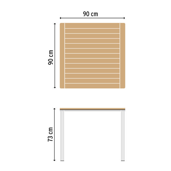 Portland Table Stainless Steel 90 x 90 with teak top