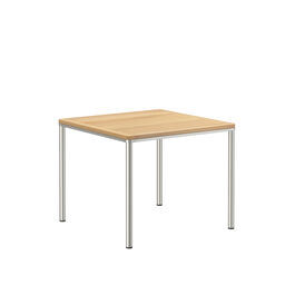 Portland Table Stainless Steel 90 x 90 with teak top