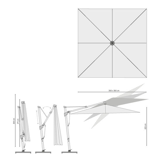 Trentino Ivory Square Parasol 3.50 x 3.50 m