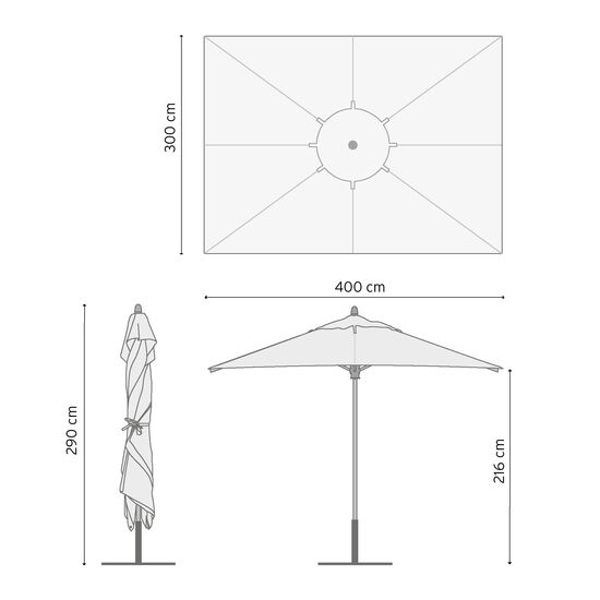 Calabria Square Parasol 3.00 x 4.00 m, Ivory