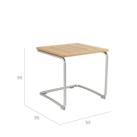 Bolero Table Stainless Steel 55 x 55, Teak