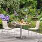 Ronda Single-Pedestal Table Stainless Steel 90 x 90 with teak top