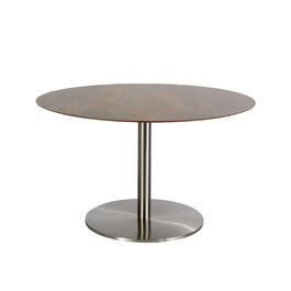 Ronda Single-Pedestal Table Stainless Steel Ø 120 with HPL top Patina Grey-Brown