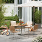 Ronda Single-Pedestal Table Stainless Steel Ø 100 with teak top
