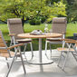 Ronda Single-Pedestal Table Stainless Steel Ø 120 with teak top