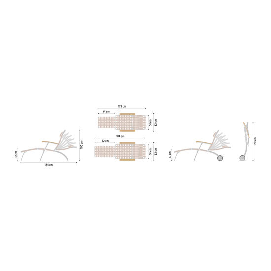 United States Deck Chair with Wheels and Long Footrest
