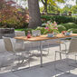 Portland Stainless Steel Extending Table 165-225 x 90 with teak top