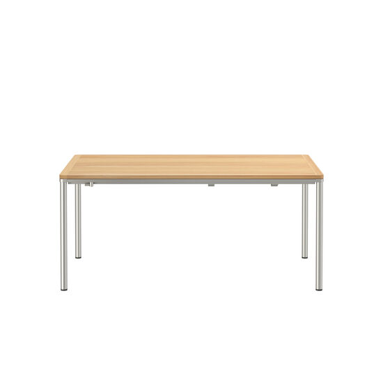 Portland Stainless Steel Extending Table 165-225 x 90 with teak top