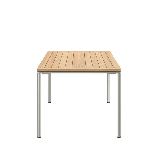 Portland Stainless Steel Extending Table 165-225 x 90 with teak top