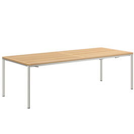Portland Stainless Steel Extending Table 240-300 x 100 with teak top