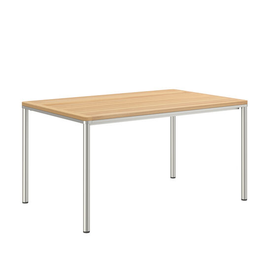 Portland Table Stainless Steel 140 x 90 with teak top