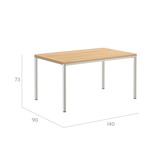 Portland Table Stainless Steel 140 x 90 with teak top