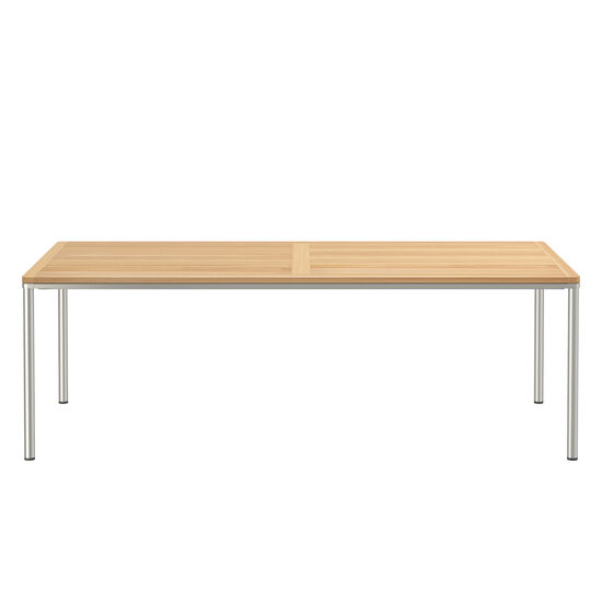 Portland Table Stainless Steel 220 x 100 with teak top