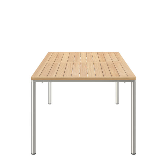 Portland Table Stainless Steel 220 x 100 with teak top