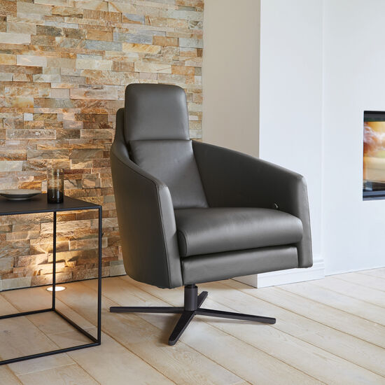 Blake Leather Armchair Flannel