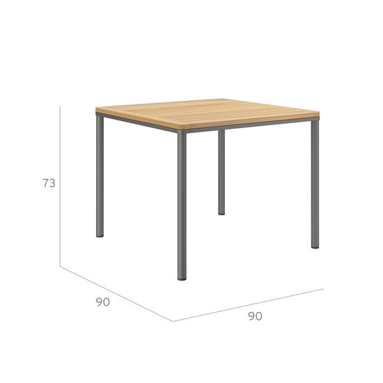 Portland Table Graphite 90 x 90 with teak top