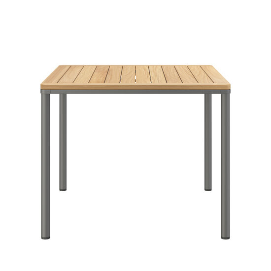 Portland Table Graphite 90 x 90 with teak top