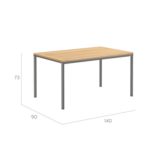 Portland Table Graphite 140 x 90 with teak top