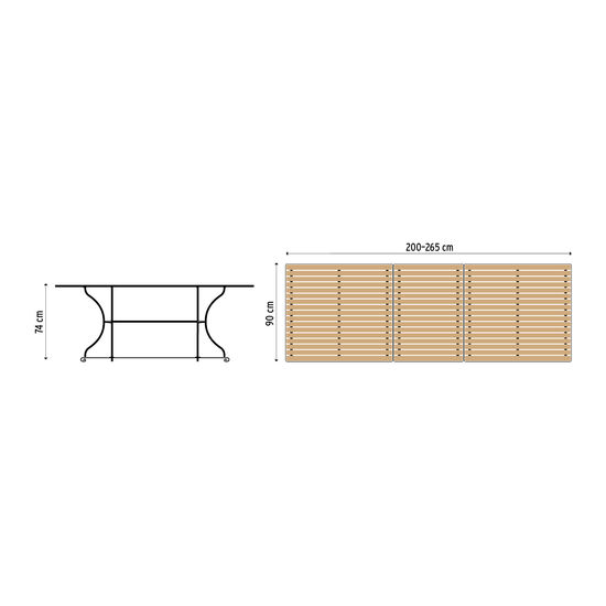 Fontenay Extending Table 200-265 x 90, Teak