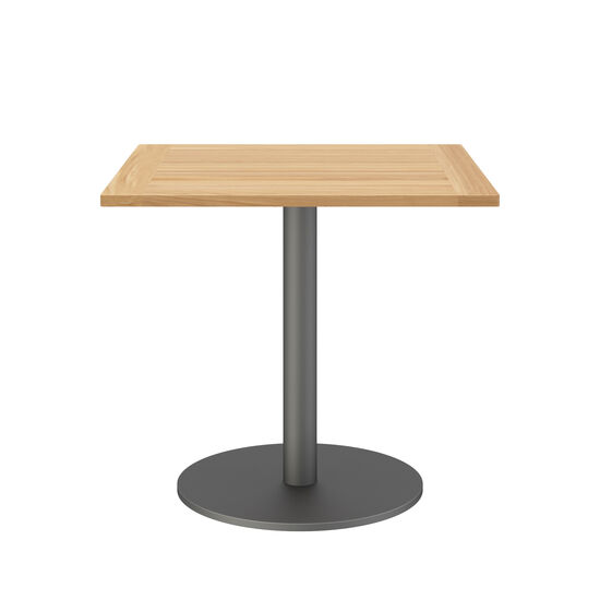 Ronda Single-Pedestal Table Graphite 80 x 80 with teak top