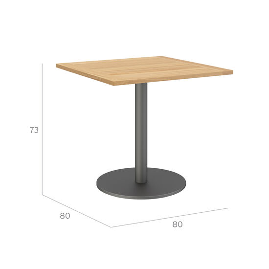 Ronda Single-Pedestal Table Graphite 80 x 80 with teak top