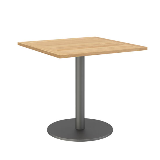 Ronda Single-Pedestal Table Graphite 80 x 80 with teak top