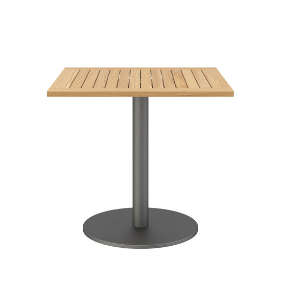 Ronda Single-Pedestal Table Graphite 80 x 80 with teak top