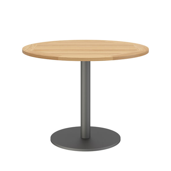 Ronda Single-Pedestal Table Graphite Ø 100 with teak top