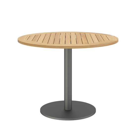 Ronda Single-Pedestal Table Graphite Ø 100 with teak top