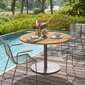 Ronda Single-Pedestal Table Graphite Ø 120 with teak top