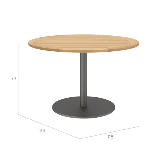 Ronda Single-Pedestal Table Graphite Ø 120 with teak top