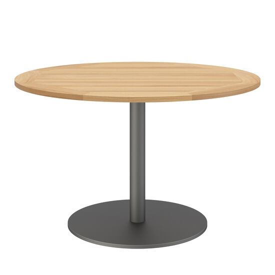 Ronda Single-Pedestal Table Graphite Ø 120 with teak top
