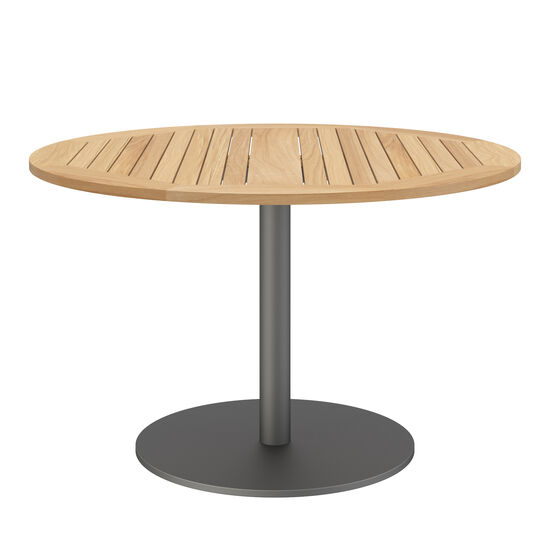 Ronda Single-Pedestal Table Graphite Ø 120 with teak top
