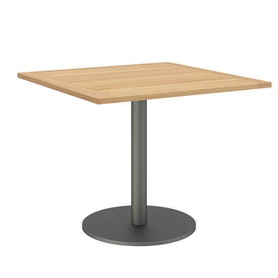 Ronda Single-Pedestal Table Graphite 90 x 90 with teak top