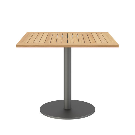 Ronda Single-Pedestal Table Graphite 90 x 90 with teak top
