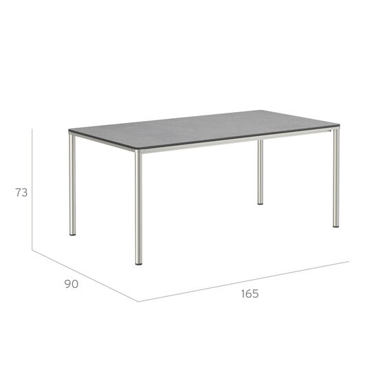 Portland Table Stainless Steel 165 x 90 with HPL top Shade