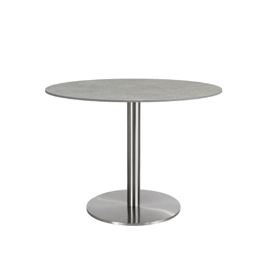 Ronda Single-Pedestal Table Stainless Steel Ø 100 with HPL Stone top