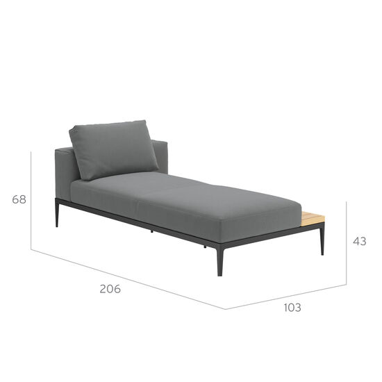 Morgans Bay Lounger with tray left, cushions included