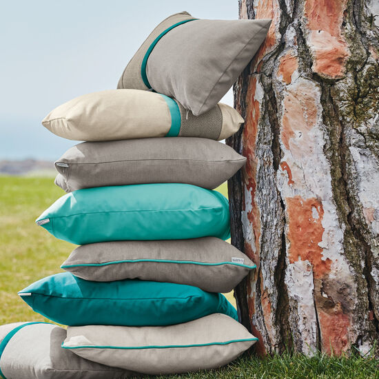 Piped Cushion 50 x 45 Stone | Bright