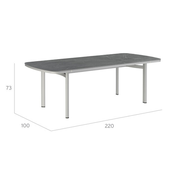 Temper Table Anodised 220 x 100 with ceramic top