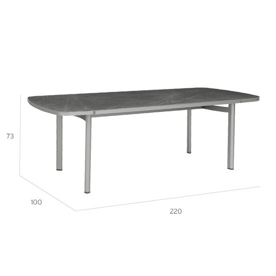 Temper Table Anodised 220 x 100 with ceramic top