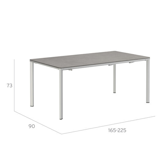 Portland Extending Table Anodised 165-225 x 90 with HPL top Shade