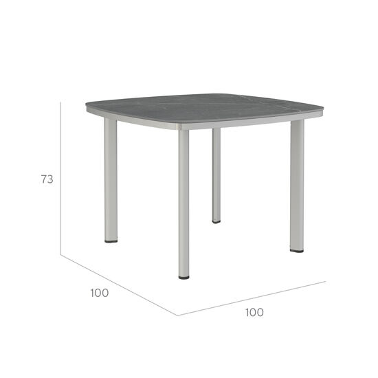 Temper Table Anodised 100 x 100 with ceramic top