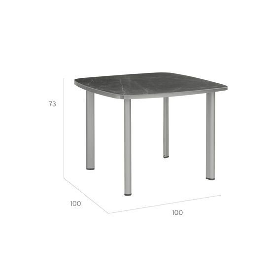 Temper Table Anodised 100 x 100 with ceramic top