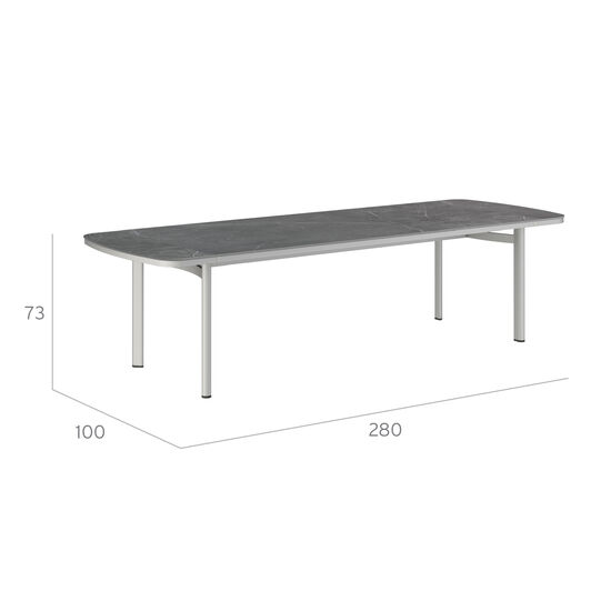 Temper Table Anodised 280 x 100 with ceramic top