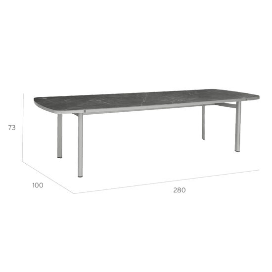 Temper Table Anodised 280 x 100 with ceramic top