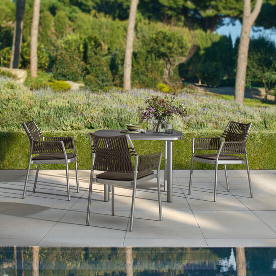 Temper Table Anodised 100 x 100 with glass top
