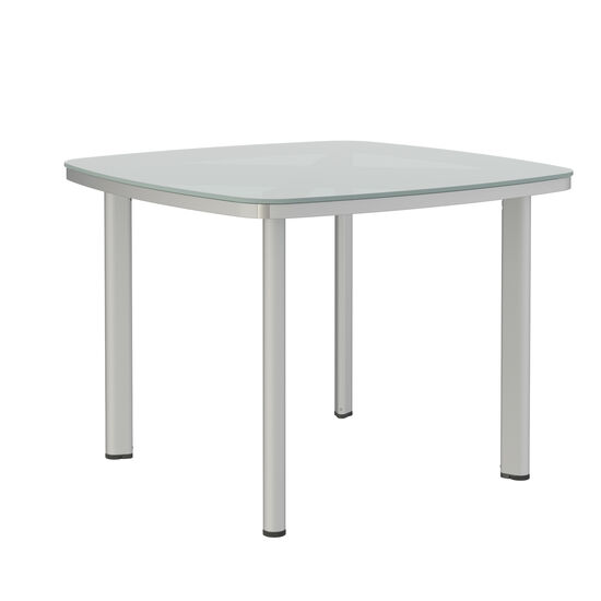 Temper Table Anodised 100 x 100 with glass top