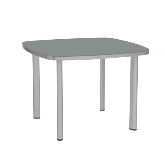 Temper Table Anodised 100 x 100 with glass top
